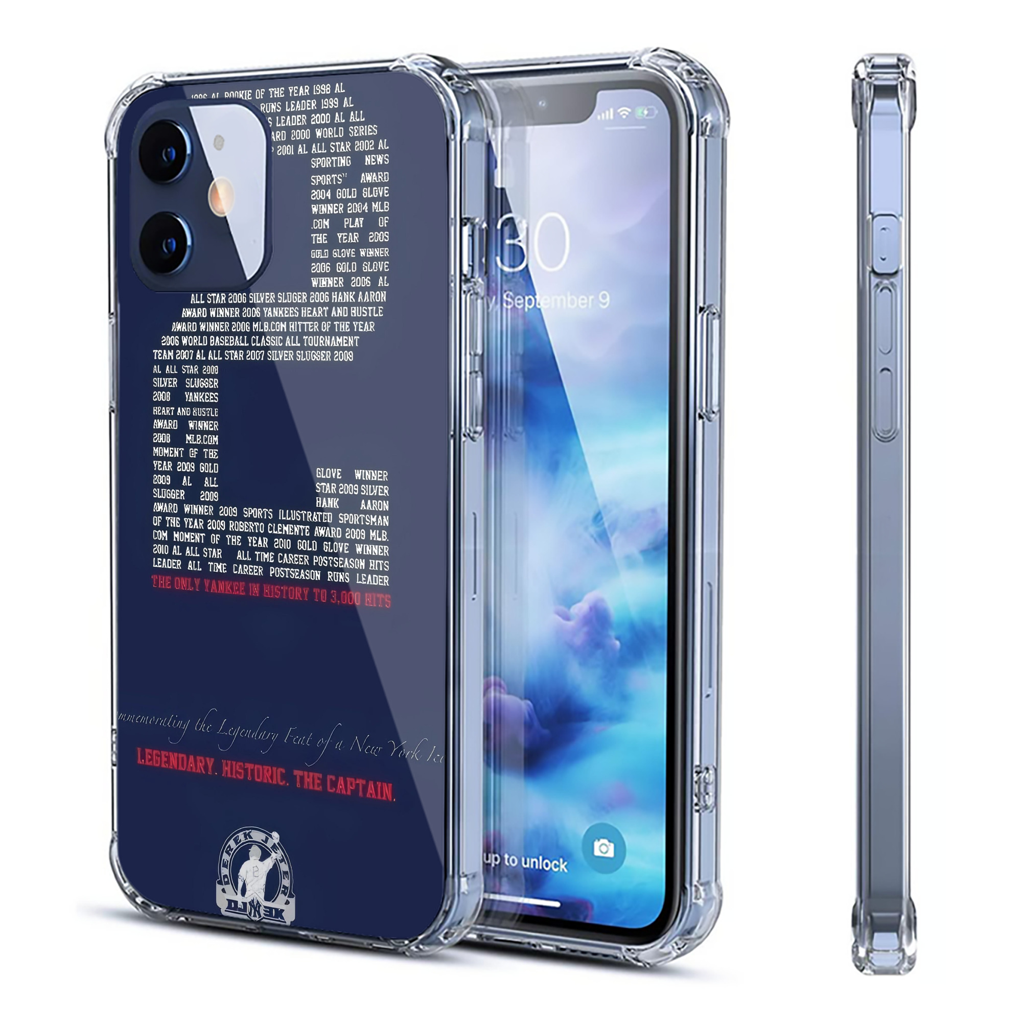 Derek Jeter 44 Clear IPhone 12 Case – Soft TPU With UV Print – Enhanced Drop Protection, Precise Fit, Anti-Fingerprint, Customizable Design, Scratch-Resistant, Yellow-Resistant